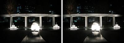 和田倉噴水公園ライトアップ 交差法Dステレオ立体写真