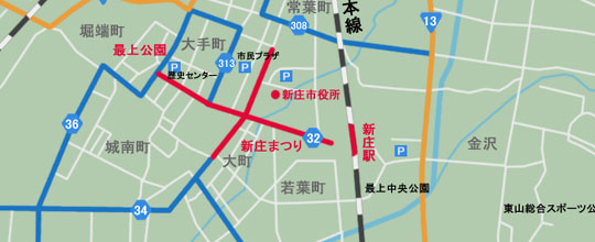 山形県新庄市の地図と場所